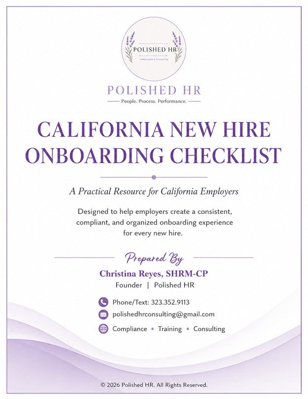 California New Hire Onboarding Checklist for Employers